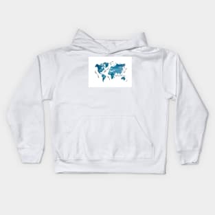 world map blue #map #worldmap Kids Hoodie